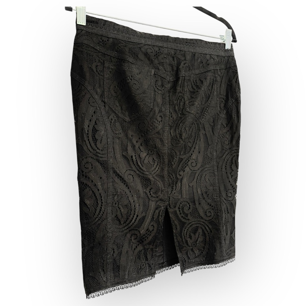 DOLCE & GABBANA Black Floral Lace Pencil Cut Skirt, Sz 28/42 - Picture 8 of 12